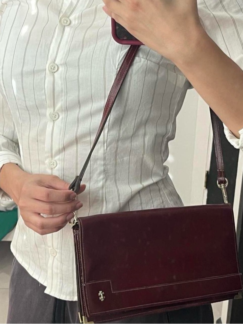 Classic Burgundy Leather Crossbody Bag